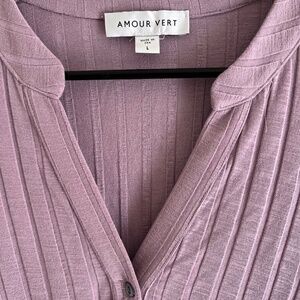 Amour Vert Lavender Ribbed Long sleeve top